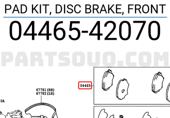 Toyota 0446542070 PAD KIT, DISC BRAKE, FRONT