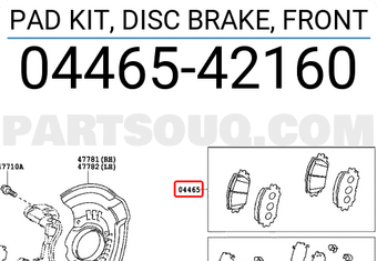 Toyota 0446542160 PAD KIT, DISC BRAKE, FRONT