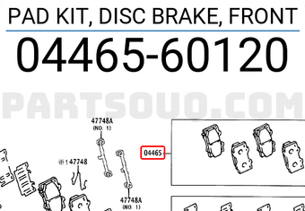 Toyota 0446560120 PAD KIT, DISC BRAKE, FRONT