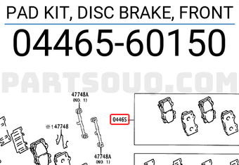 Toyota 0446560150 PAD KIT, DISC BRAKE, FRONT