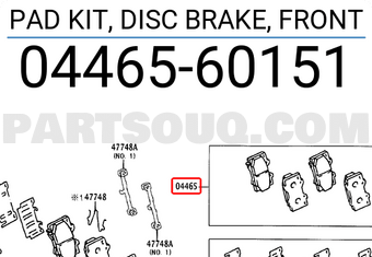 Toyota 0446560151 PAD KIT, DISC BRAKE, FRONT