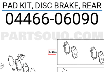 Toyota 0446606090 PAD KIT, DISC BRAKE, REAR