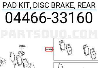 Toyota 0446633160 PAD KIT, DISC BRAKE, REAR
