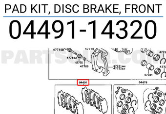 Toyota 0449114320 PAD KIT, DISC BRAKE, FRONT