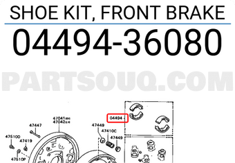 Toyota 0449436080 SHOE KIT, FRONT BRAKE