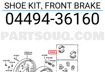 Toyota 0449436160 SHOE KIT, FRONT BRAKE