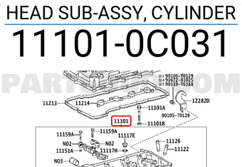Toyota 111010C031 HEAD SUB-ASSY, CYLINDER