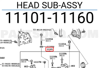Toyota 1110111160 HEAD SUB-ASSY