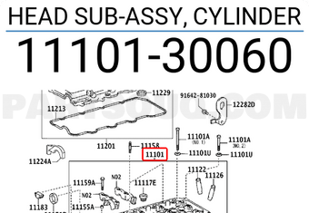 Toyota 1110130060 HEAD SUB-ASSY, CYLINDER