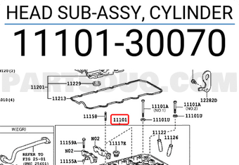 Toyota 1110130070 HEAD SUB-ASSY, CYLINDER
