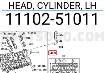 Toyota 1110251011 HEAD, CYLINDER, LH