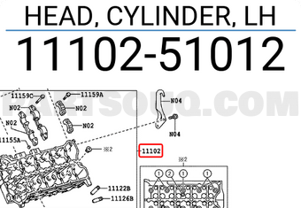 Toyota 1110251012 HEAD, CYLINDER, LH