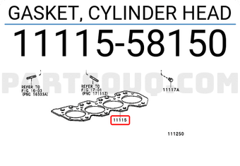 Toyota 1111558150 GASKET, CYLINDER HEAD