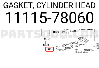 Toyota 1111578060 GASKET, CYLINDER HEAD
