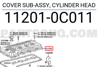 Toyota 112010C011 COVER SUB-ASSY, CYLINDER HEAD
