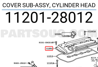 Toyota 1120128012 COVER SUB-ASSY, CYLINDER HEAD