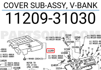 Toyota 1120931030 COVER SUB-ASSY, V-BANK