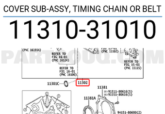 Toyota 1131031010 COVER SUB-ASSY, TIMING CHAIN OR BELT