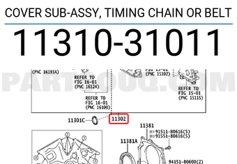 Toyota 1131031011 COVER SUB-ASSY, TIMING CHAIN OR BELT