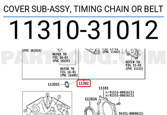 Toyota 1131031012 COVER SUB-ASSY, TIMING CHAIN OR BELT
