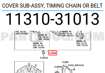 Toyota 1131031013 COVER SUB-ASSY, TIMING CHAIN OR BELT