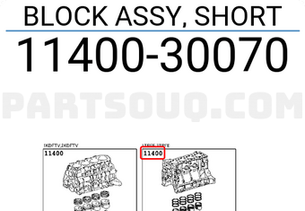 Toyota 1140030070 BLOCK ASSY, SHORT