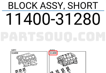 Toyota 1140031280 BLOCK ASSY, SHORT