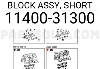 Toyota 1140031300 BLOCK ASSY, SHORT