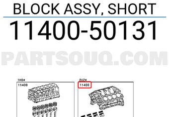 Toyota 1140050131 BLOCK ASSY, SHORT