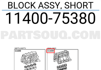 Toyota 1140075380 BLOCK ASSY, SHORT