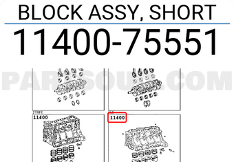 Toyota 1140075551 BLOCK ASSY, SHORT