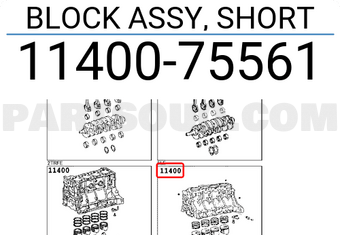 Toyota 1140075561 BLOCK ASSY, SHORT
