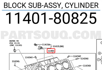 Toyota 1140180825 BLOCK SUB-ASSY, CYLINDER