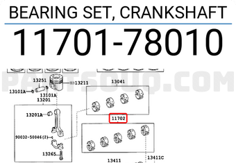 Toyota 1170178010 BEARING SET, CRANKSHAFT
