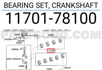 Toyota 1170178100 BEARING SET, CRANKSHAFT