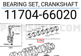 Toyota 1170466020 BEARING SET, CRANKSHAFT