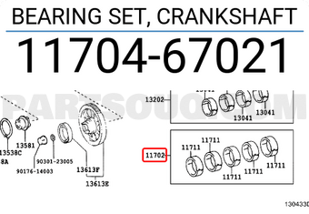 Toyota 1170467021 BEARING SET, CRANKSHAFT