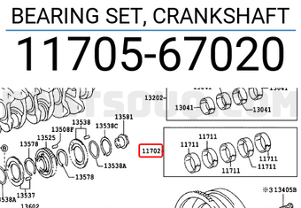 Toyota 1170567020 BEARING SET, CRANKSHAFT