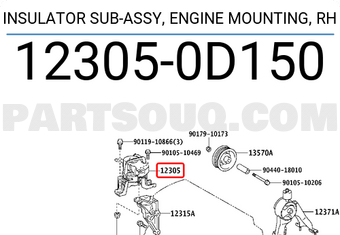 Toyota 123050D150 INSULATOR SUB-ASSY, ENGINE MOUNTING, RH