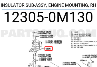 Toyota 123050M130 INSULATOR SUB-ASSY, ENGINE MOUNTING, RH