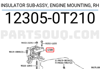 Toyota 123050T210 INSULATOR SUB-ASSY, ENGINE MOUNTING, RH