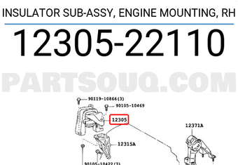 Toyota 1230522110 INSULATOR SUB-ASSY, ENGINE MOUNTING, RH