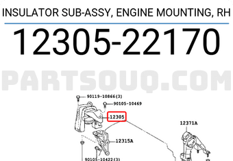 Toyota 1230522170 INSULATOR SUB-ASSY, ENGINE MOUNTING, RH