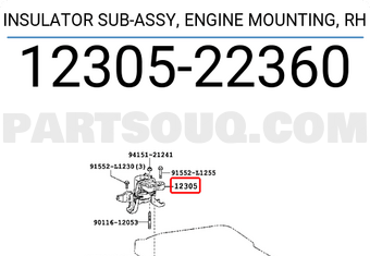 Toyota 1230522360 INSULATOR SUB-ASSY, ENGINE MOUNTING, RH
