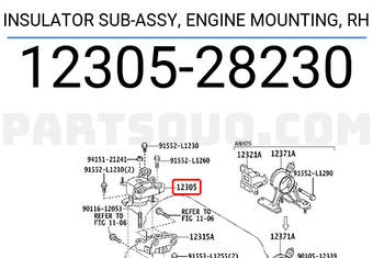 Toyota 1230528230 INSULATOR SUB-ASSY, ENGINE MOUNTING, RH