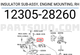 Toyota 1230528260 INSULATOR SUB-ASSY, ENGINE MOUNTING, RH