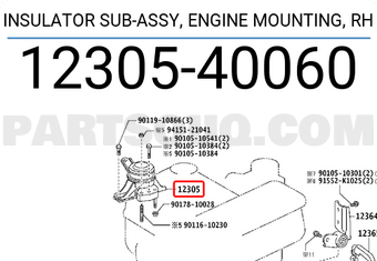 Toyota 1230540060 INSULATOR SUB-ASSY, ENGINE MOUNTING, RH