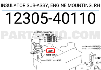 Toyota 1230540110 INSULATOR SUB-ASSY, ENGINE MOUNTING, RH