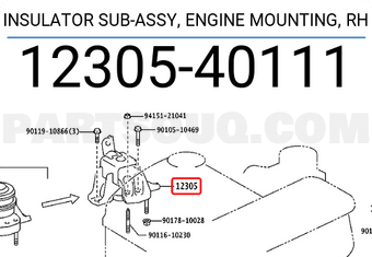 Toyota 1230540111 INSULATOR SUB-ASSY, ENGINE MOUNTING, RH