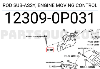 Toyota 123090P031 ROD SUB-ASSY, ENGINE MOVING CONTROL